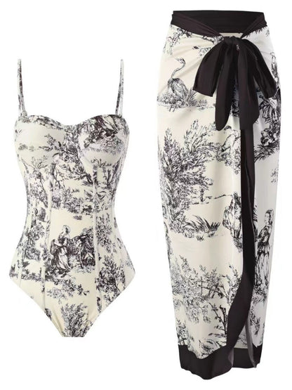 One-piece Swimsuit, Tight-fitting And Slimming, Retro-style Strappy
