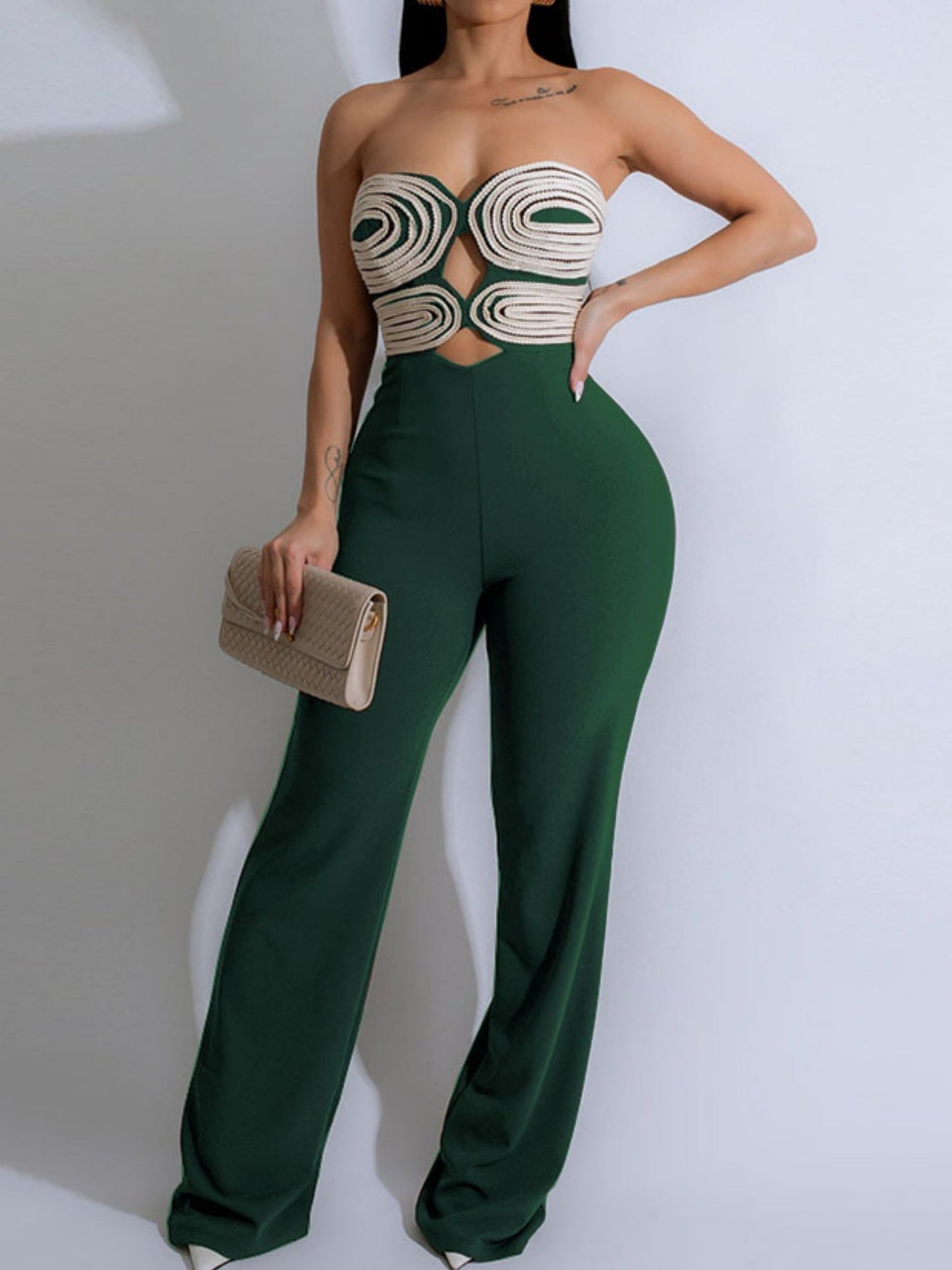 Handwoven Ribbon Strapless Backless Jumpsuits