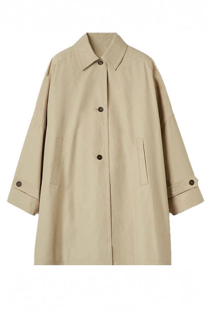 Margovil Lapel Single Breasted Pocketed Oversized Coat
