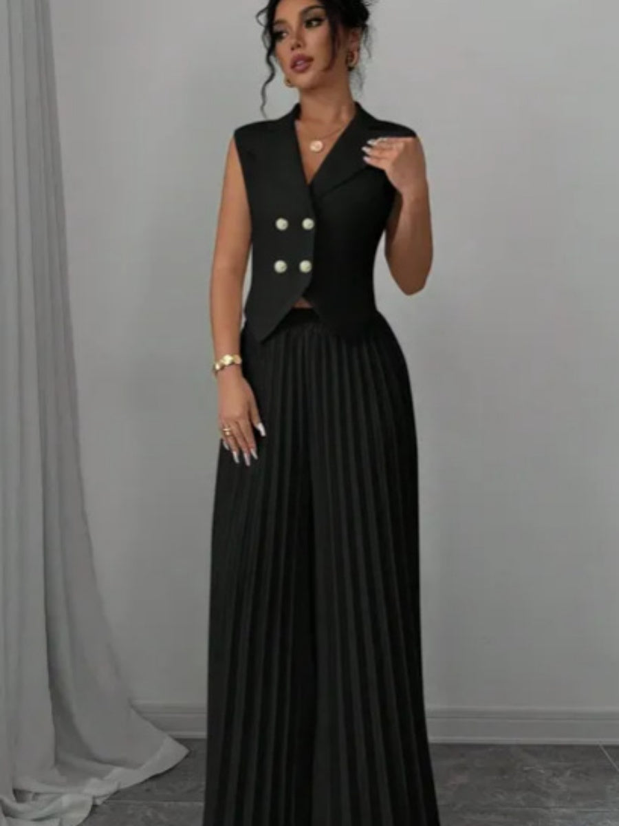Pleated Pants Vest Grace Commuting Set 2-piece Sets