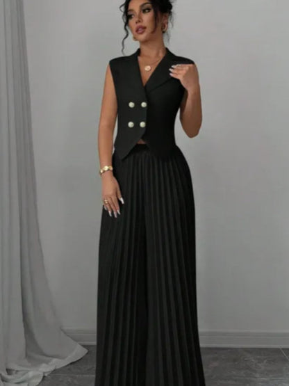 Pleated Pants Vest Grace Commuting Set 2-piece Sets