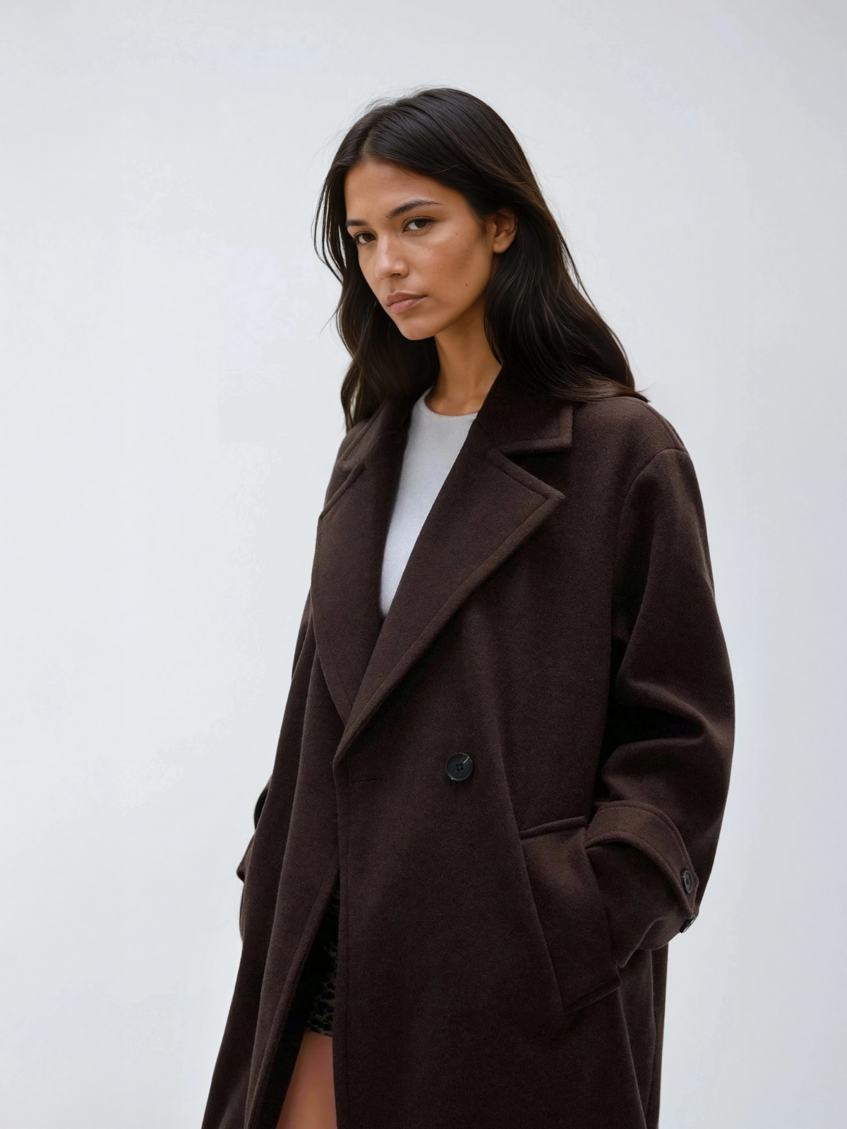 Oversize Long Coat Cozy Warmth Lapel Elegant Casual