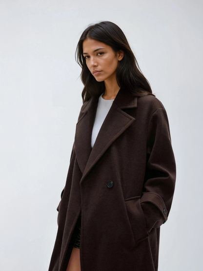 Oversize Long Coat Cozy Warmth Lapel Elegant Casual
