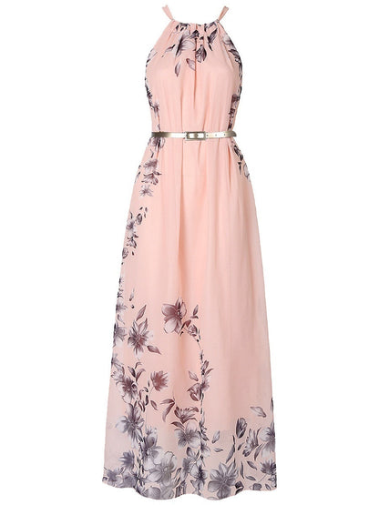 Halter Vacation Printed Maxi Dresses