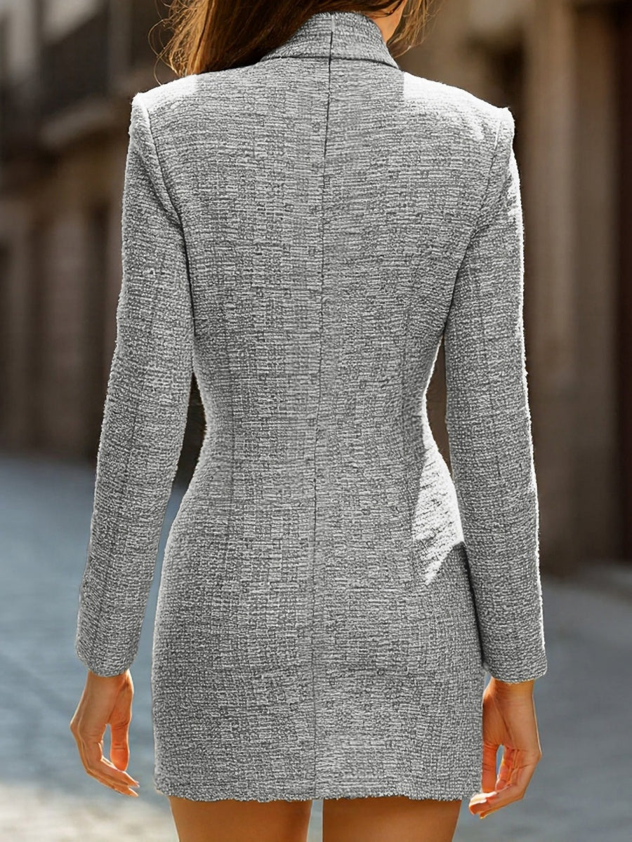 V-neck Houndstooth Textured Fabric Grace Profession Mini&Short Dresses