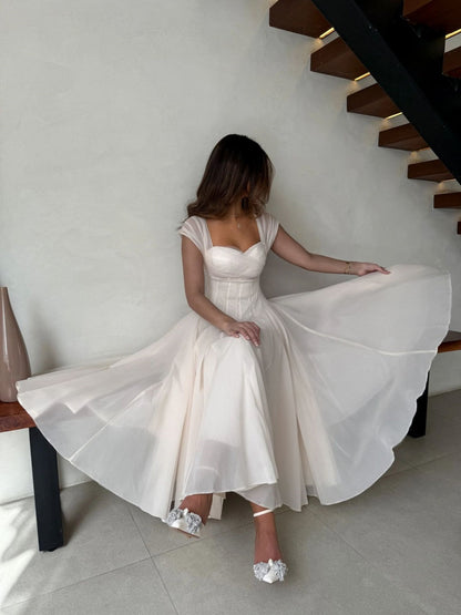 Mesh Splicing Waist Big Swing Maxi Dresses