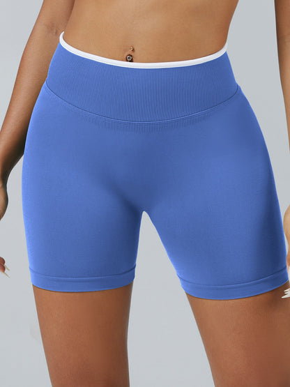 Color Matching Seamless High-waisted Hip Lift Exercise Yoga Shorts