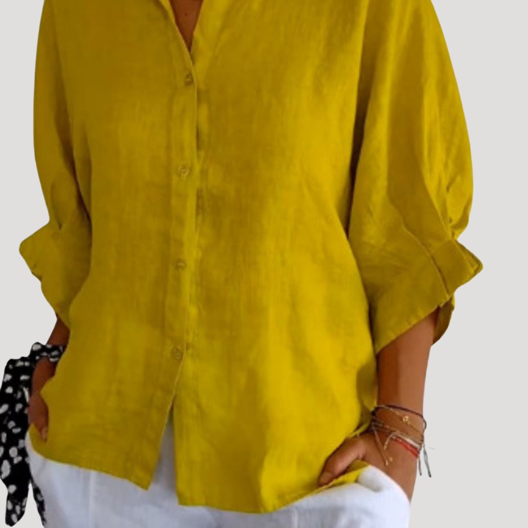| Linen Long Sleeve Button Shirt Blouse