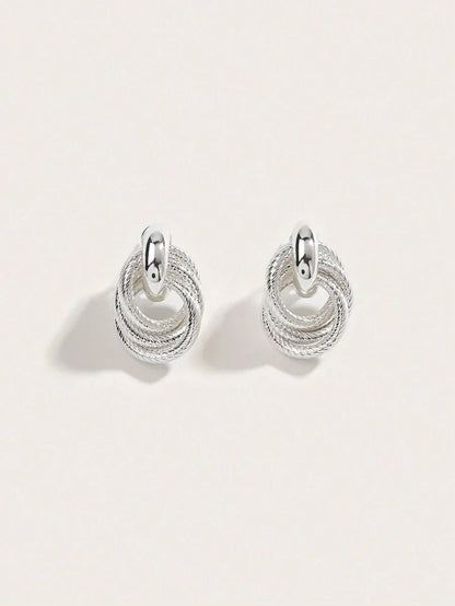 Geometric Gold Twist Clip On Earrings Two Layer Shine