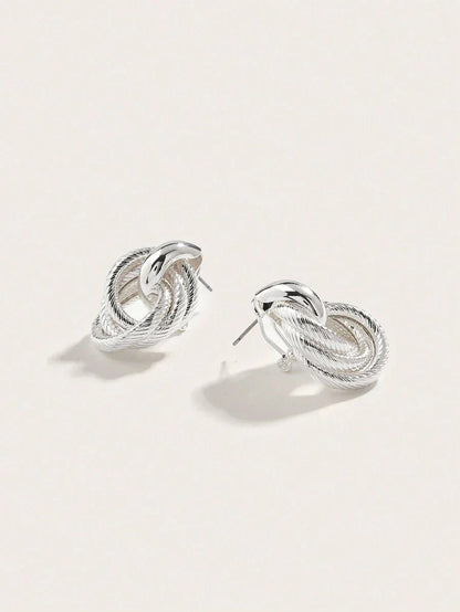Geometric Gold Twist Clip On Earrings Two Layer Shine
