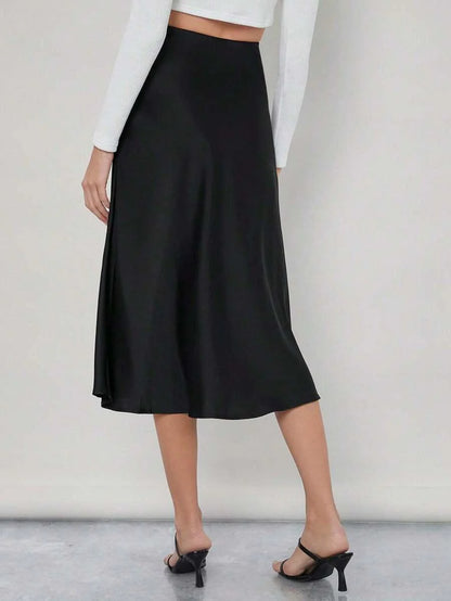 High Waist Satin Maxi Skirt For Office Professional Chic