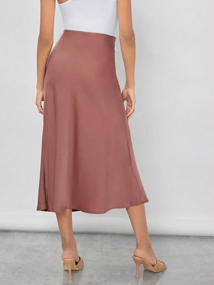 High Waist Satin Maxi Skirt For Office Professional Chic