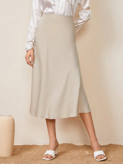 High Waist Satin Maxi Skirt For Office Professional Chic