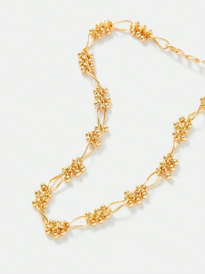Chic Silver Plated Beaded Chain Bracelet With Rhinestones