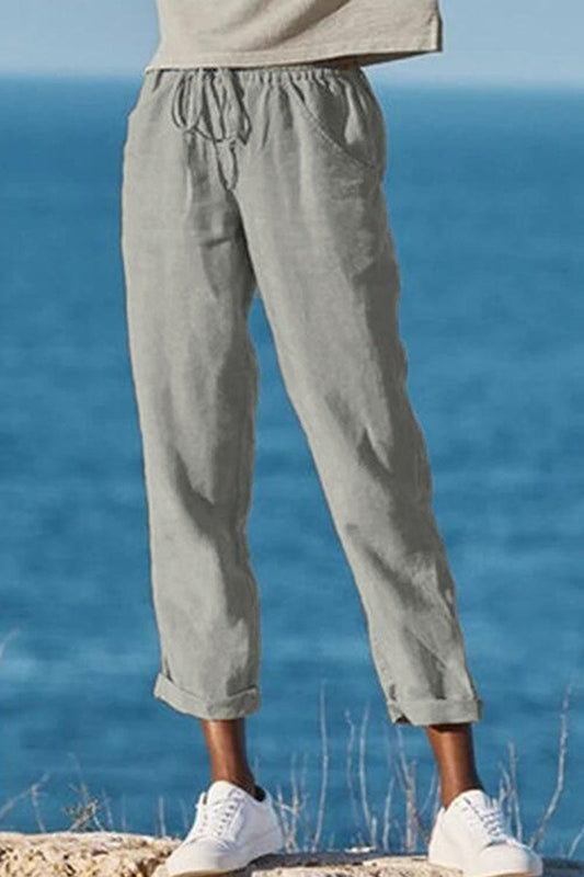 Fashion Casual Solid Pocket Loose Wide Leg Bottoms