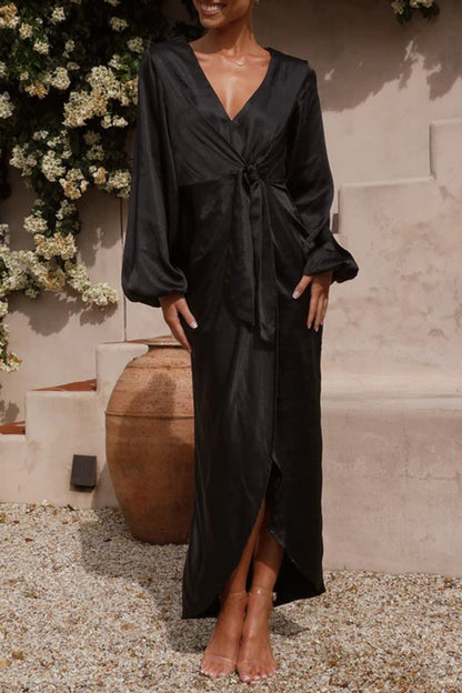 Celebrities Elegant Solid Bandage V Neck A Line Dresses