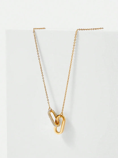 Gold Plated Cubic Zirconia Geometric Necklace Elegant Shine