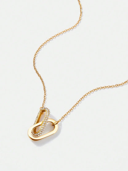 Gold Plated Cubic Zirconia Geometric Necklace Elegant Shine