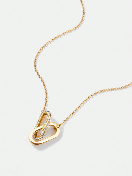 Gold Plated Cubic Zirconia Geometric Necklace Elegant Shine