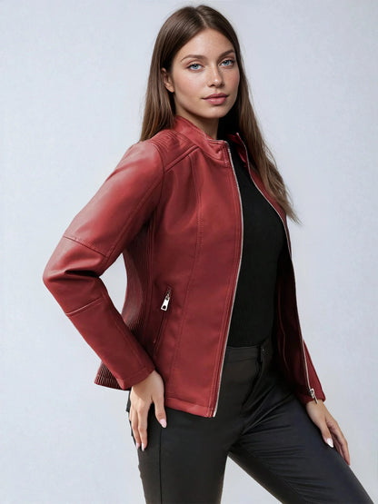 Faux Leather Biker Jacket Asymmetric Zip Chic Design