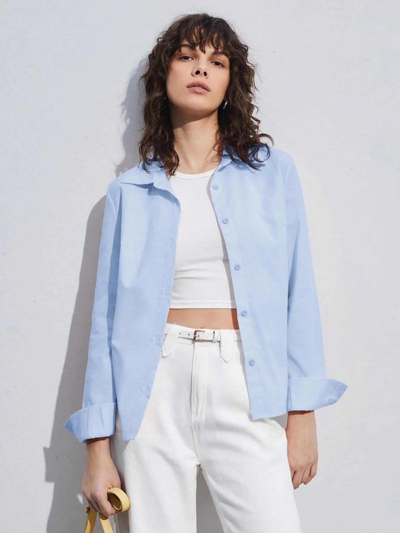 Turndown Collar Long Sleeve Shirt Casual Fit Everyday Wear
