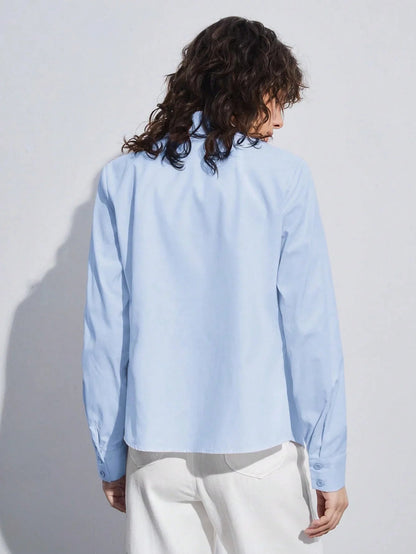 Turndown Collar Long Sleeve Shirt Casual Fit Everyday Wear