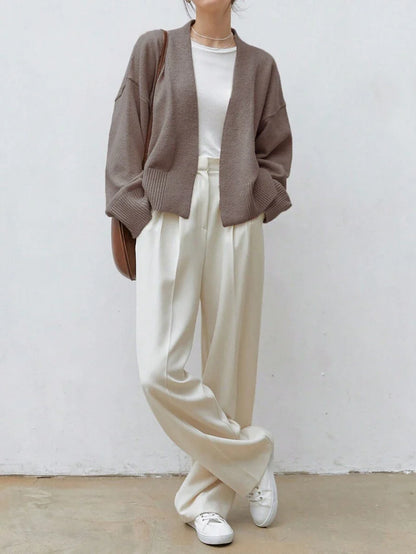Apricot Belted Drop Shoulder Cardigan