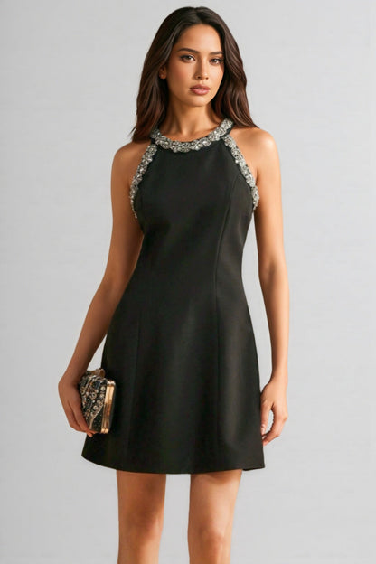 Angesd Round Neck Sparkling Mini Dress