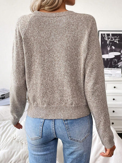 Cozy Knit Sweater With Half Zip Button Front Versatile