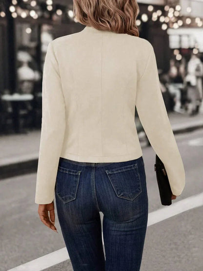 Double Breasted Short Jacket With Stand Collar Comfort