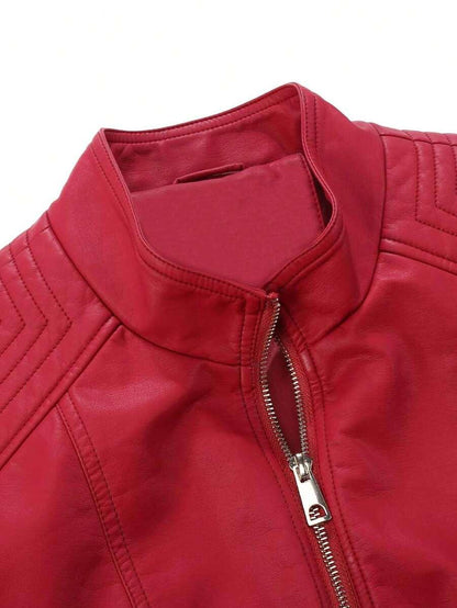 Faux Leather Biker Jacket Asymmetric Zip Chic Design