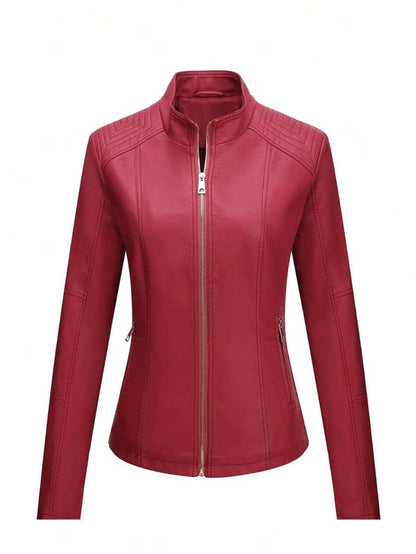 Faux Leather Biker Jacket Asymmetric Zip Chic Design