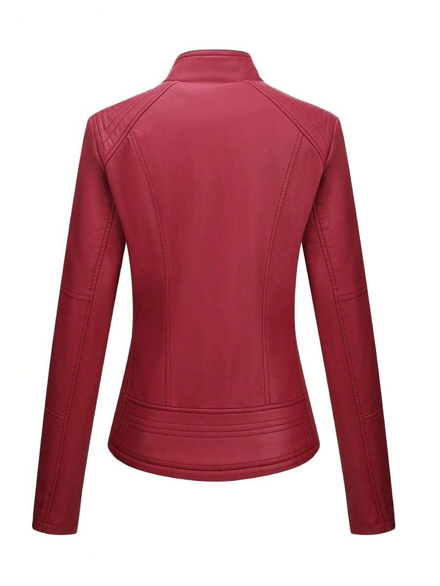 Faux Leather Biker Jacket Asymmetric Zip Chic Design