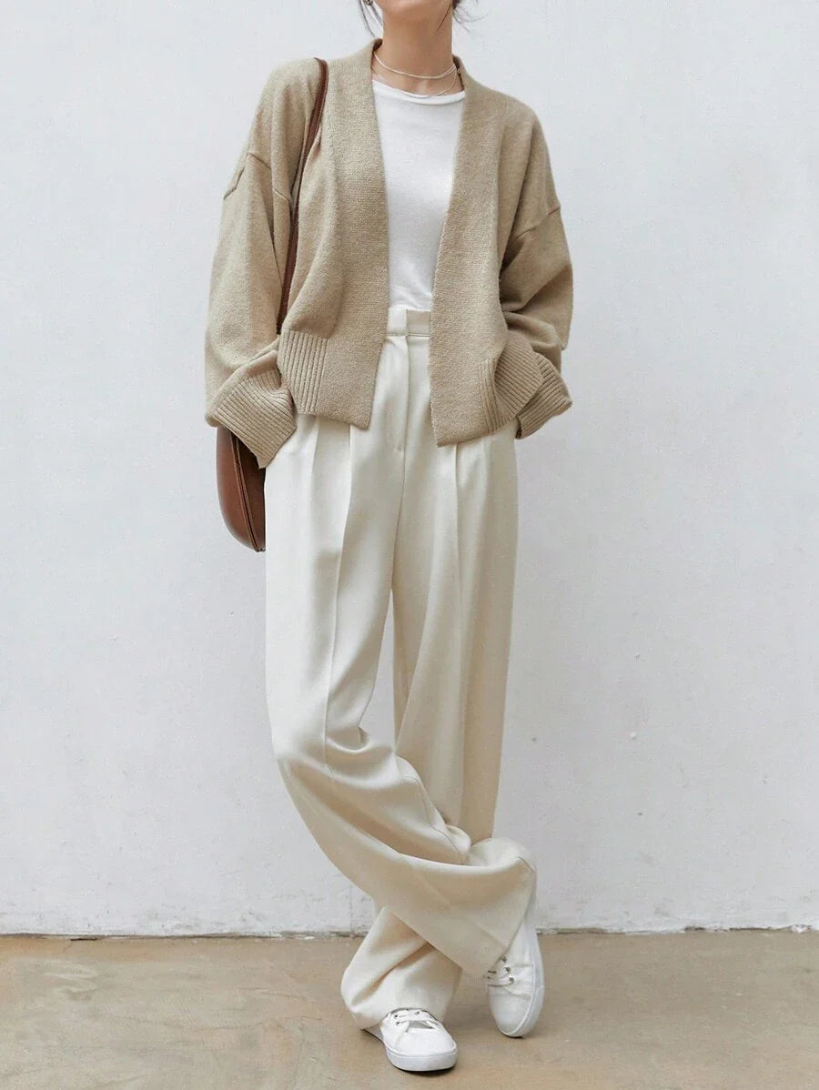 Apricot Belted Drop Shoulder Cardigan