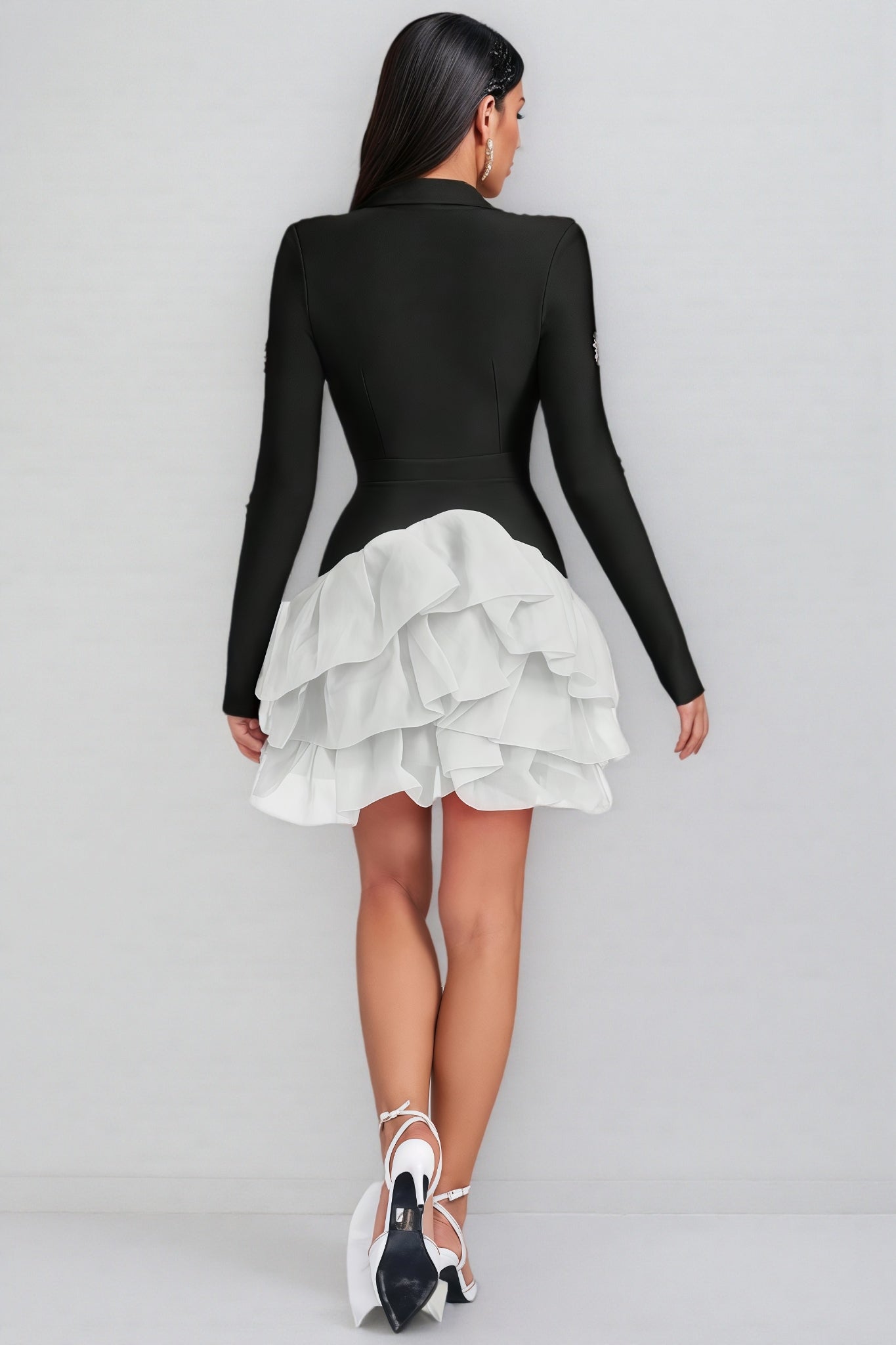 Dede Black Bandage Rhinestone Mini Dress