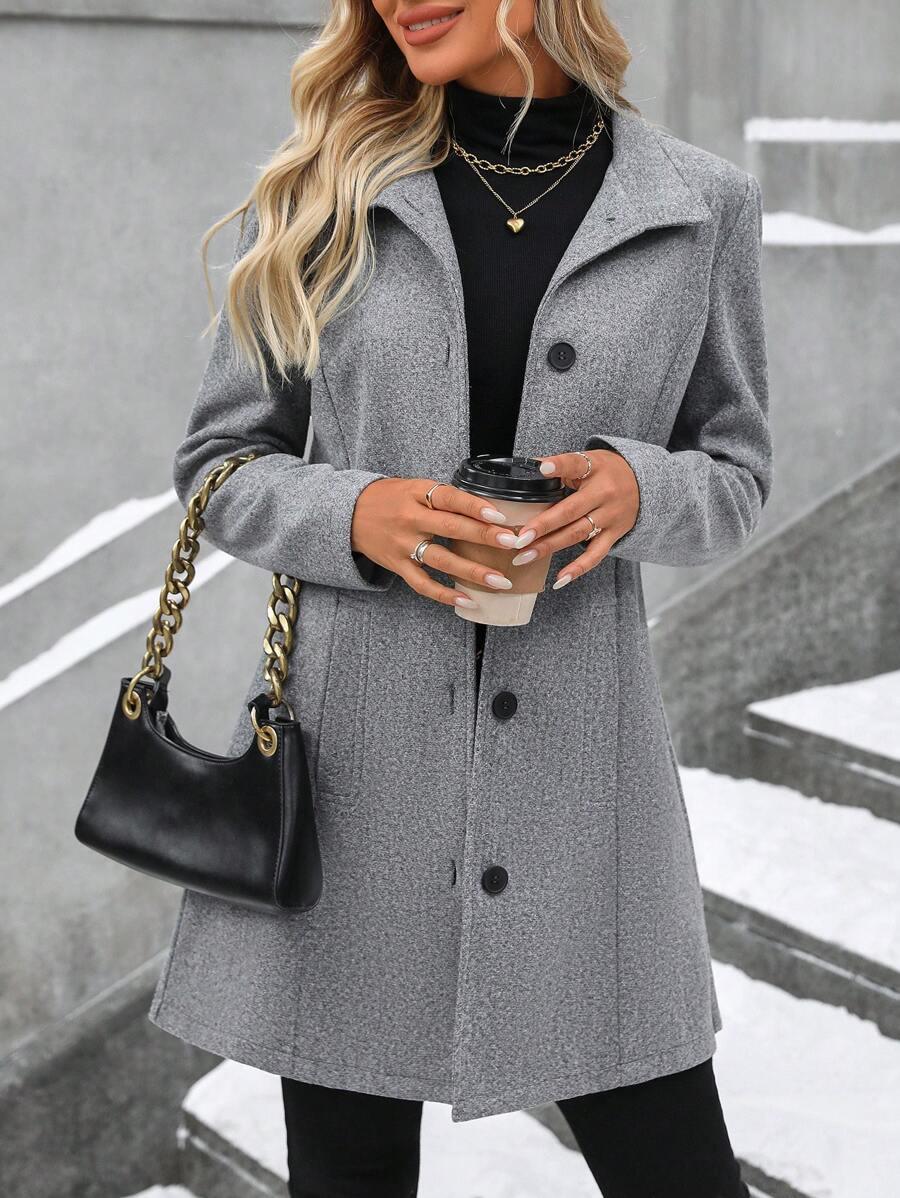 Casual Long Sleeve Belted Jacket For Daily Wear All Season
