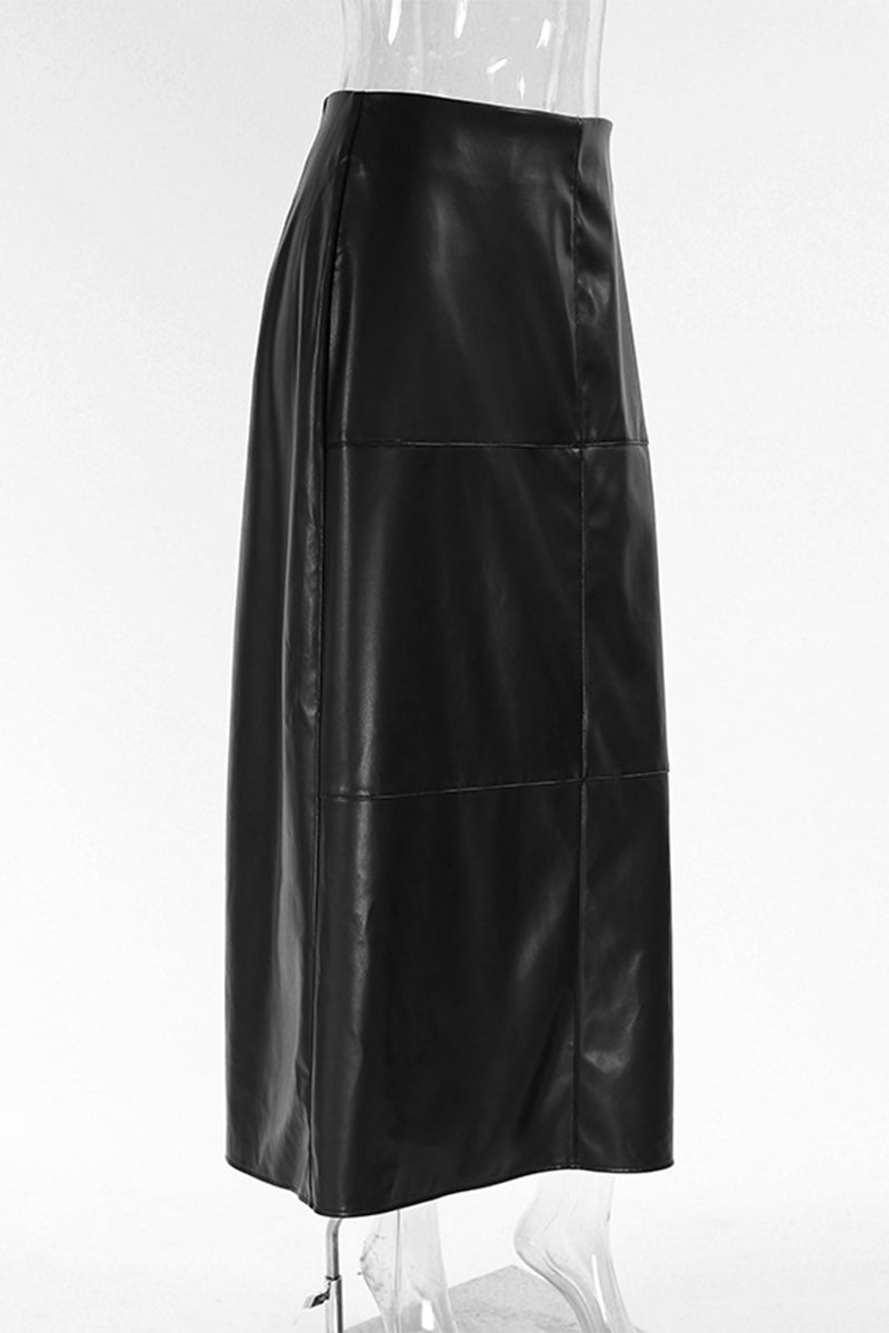 Elegant Patchwork Zipper Regular High Waist Bottoms
