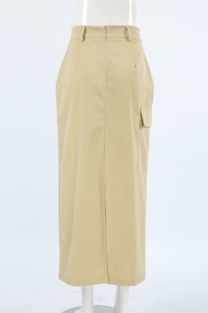 Daily Elegant Slit Zipper Regular High Waist Straight Bottoms