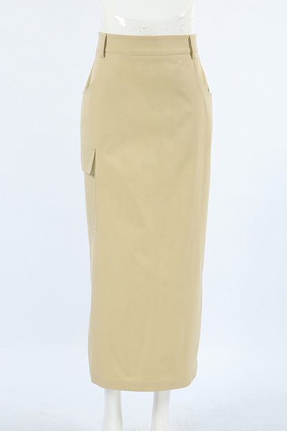Daily Elegant Slit Zipper Regular High Waist Straight Bottoms