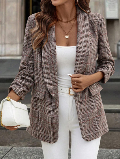 Shawl Collar Blazer Three Quarter Sleeve Unlined Chic