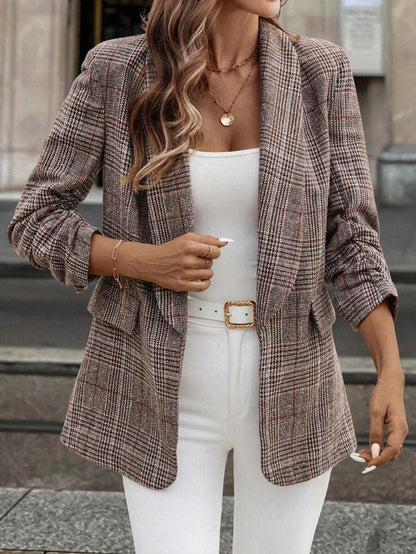 Shawl Collar Blazer Three Quarter Sleeve Unlined Chic