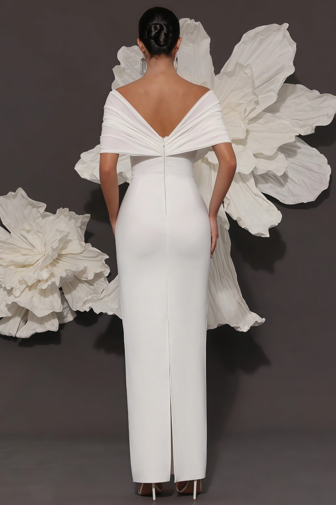 Oonan White Strapless Mesh Midi Dress