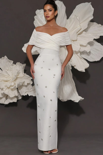 Oonan White Strapless Mesh Midi Dress