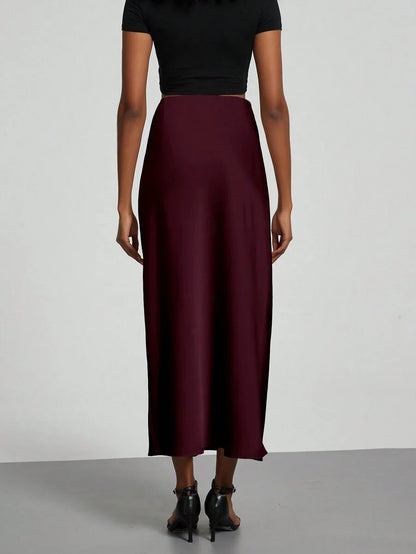 Elastic Satin Maxi Skirt