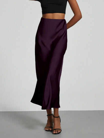 Elastic Satin Maxi Skirt