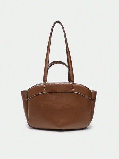Pleated PU Tote Bag Large Capacity With Double Handles