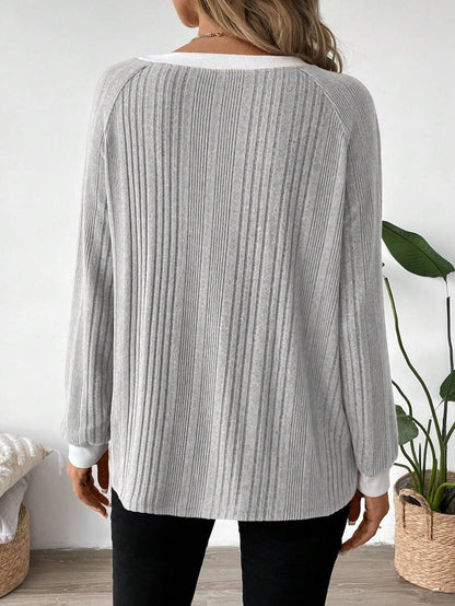 Colorblock Raglan Sweatshirt Round Neck Pullover Lined For Warmth Casual Daily