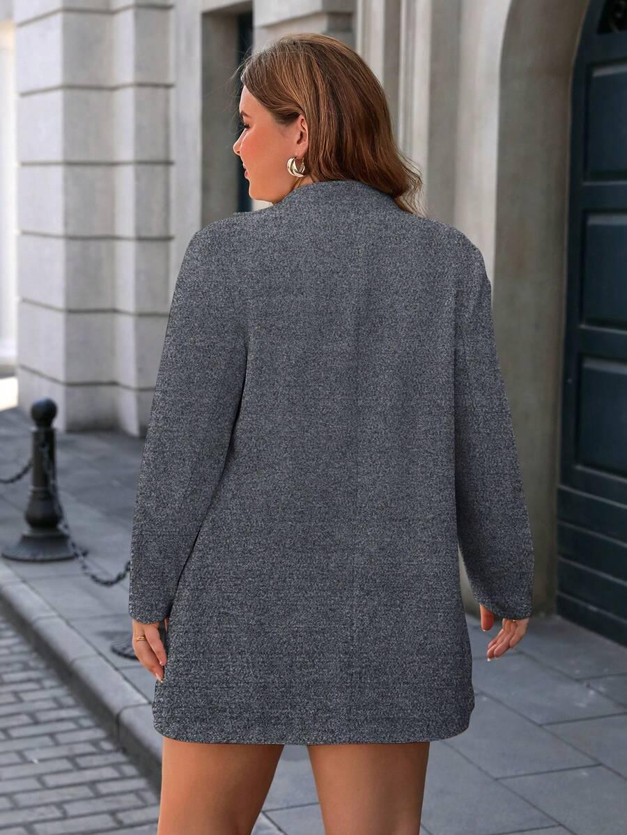 Plus Size Coat Casual Single Breasted Stand Collar Pockets