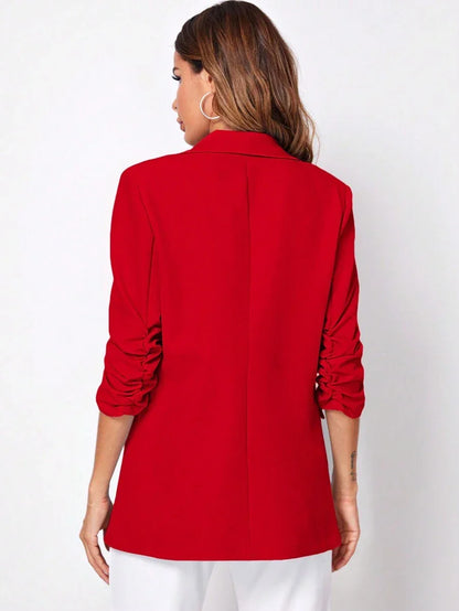 Shawl Collar Blazer Three Quarter Sleeve Unlined Chic