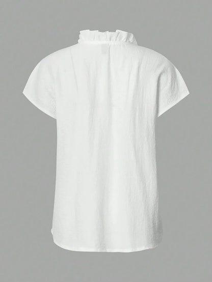 Navy Batwing Frill Blouse